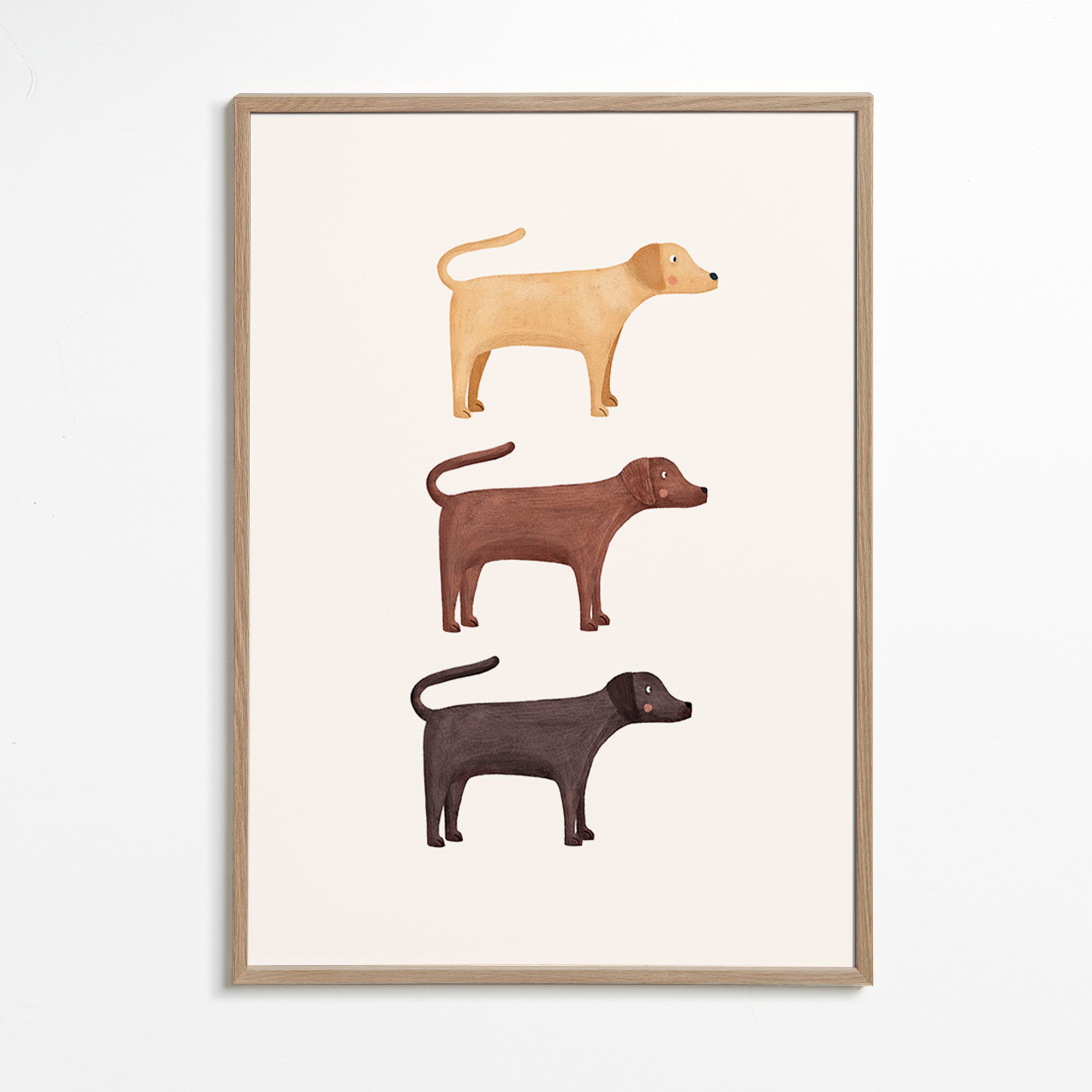Plakat tre labradorer minimalistisk