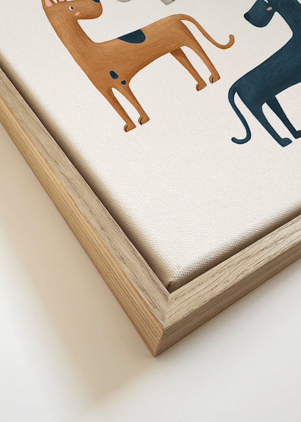 Billede med tre illustrerede hunde