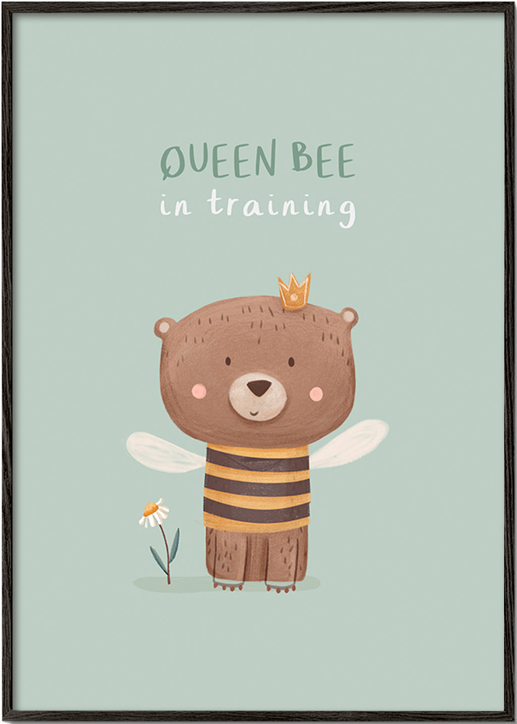 Børneplakat Bjørn 'Queen Bee' med krone