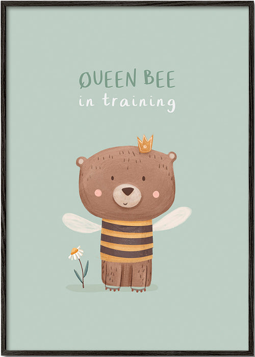 Børneplakat Bjørn 'Queen Bee' med krone