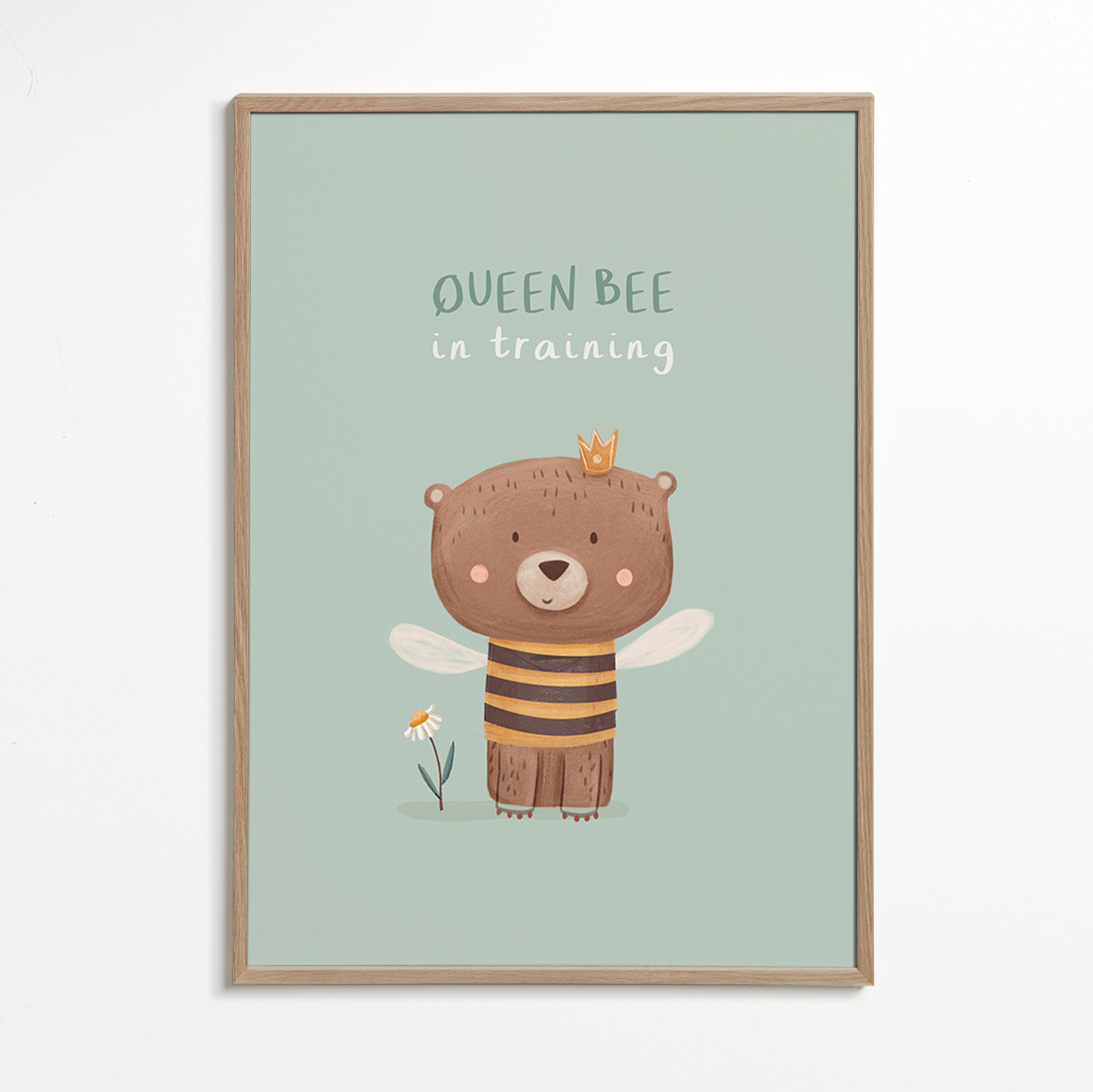 Børneplakat Bjørn 'Queen Bee' med krone
