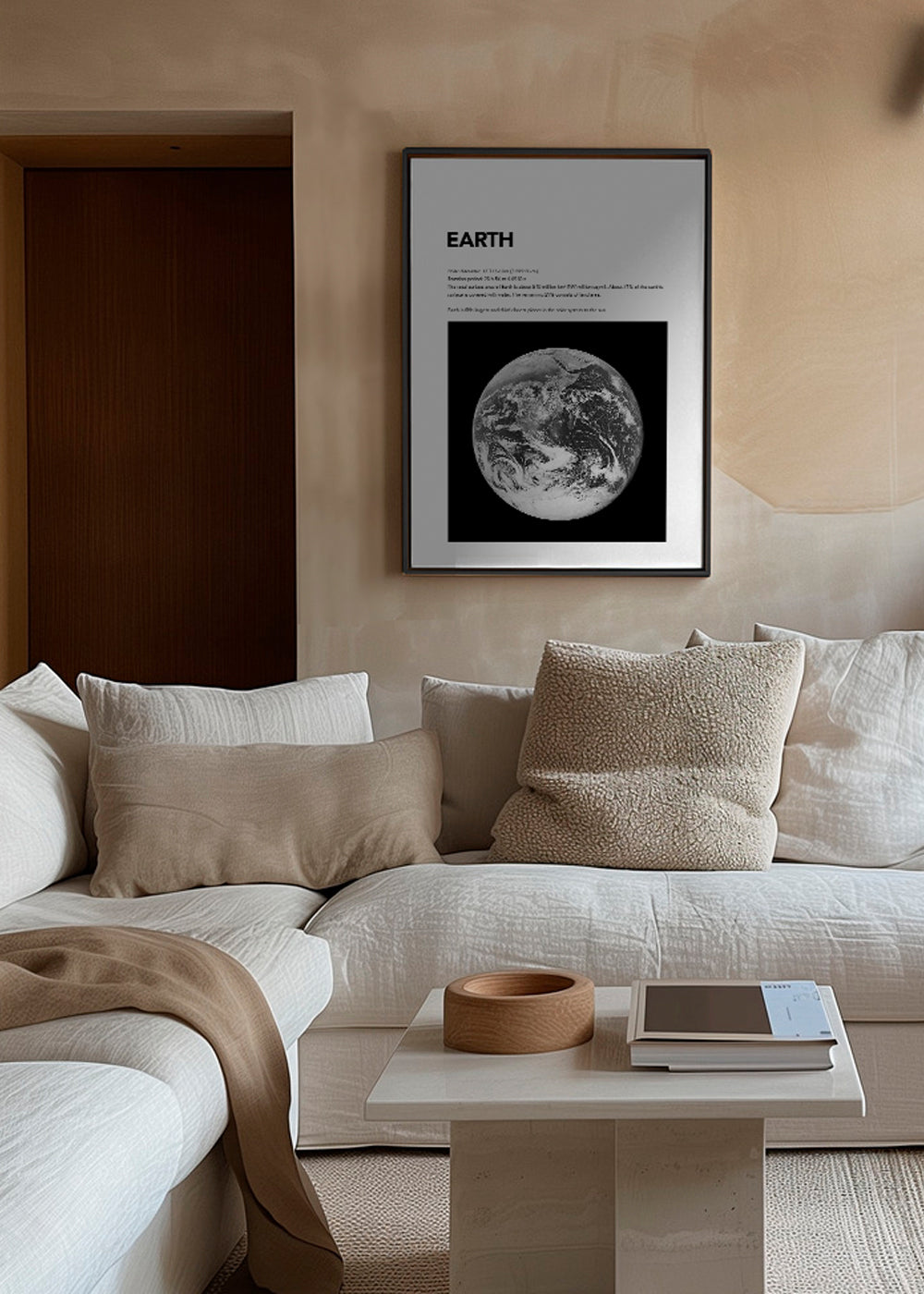 Sort-hvid kunst Jordens foto fra rummet med skystruktur