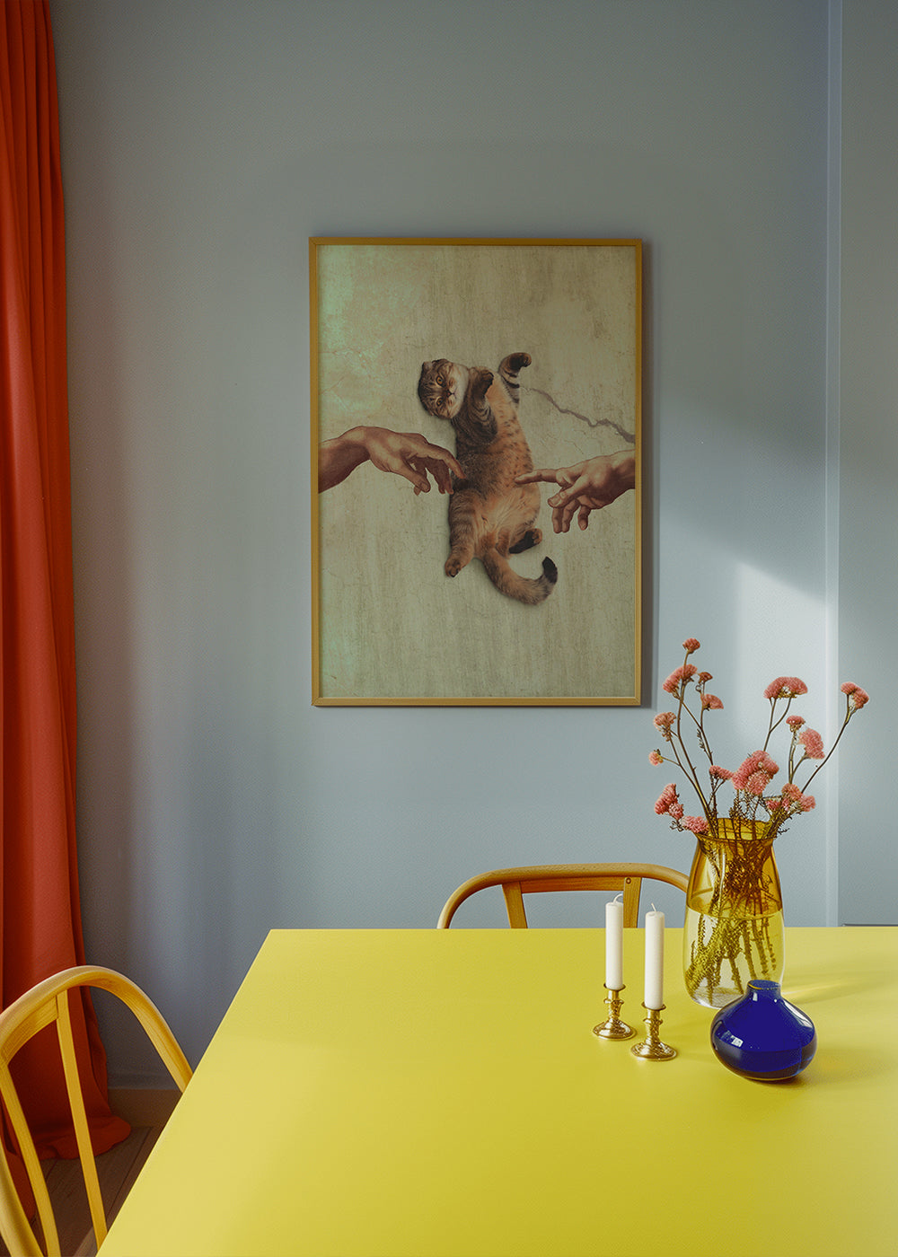 Kunst med kat i legende gestus