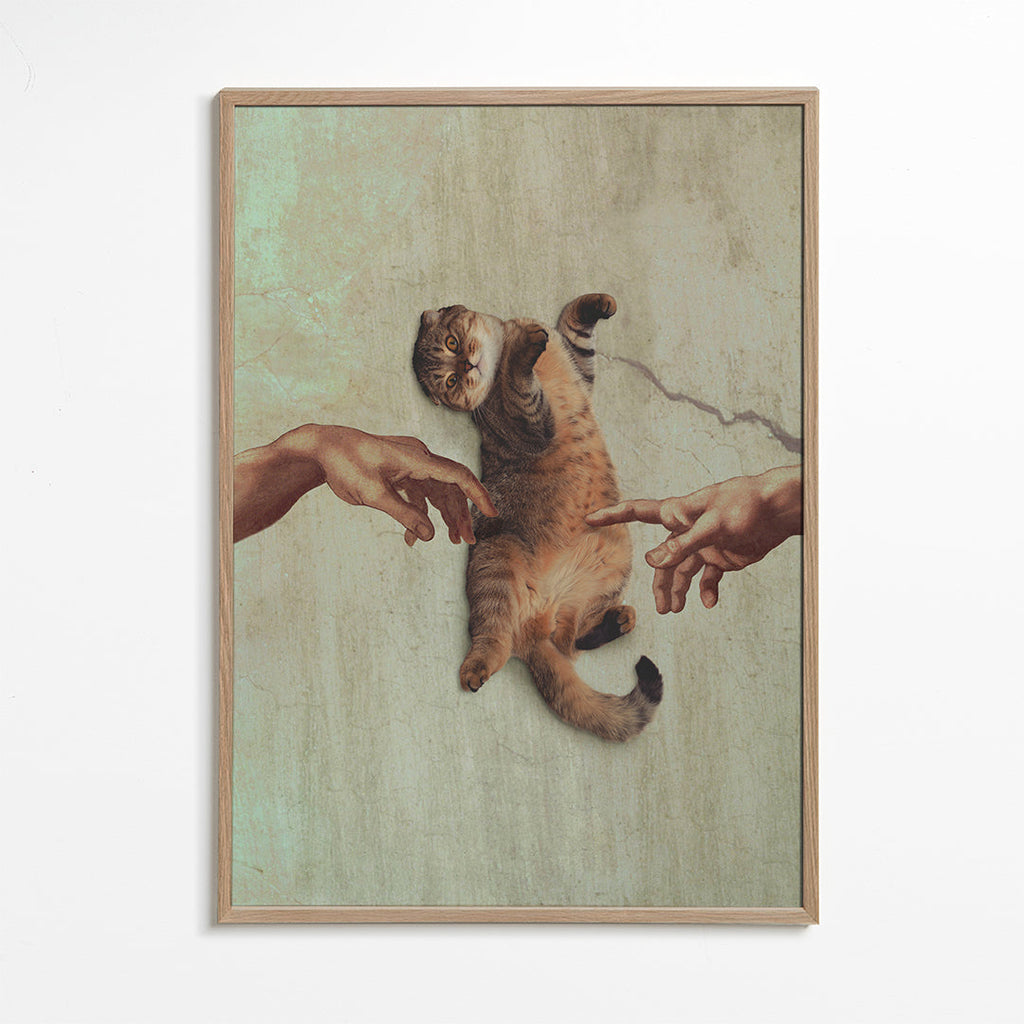 Kunst med kat i legende gestus