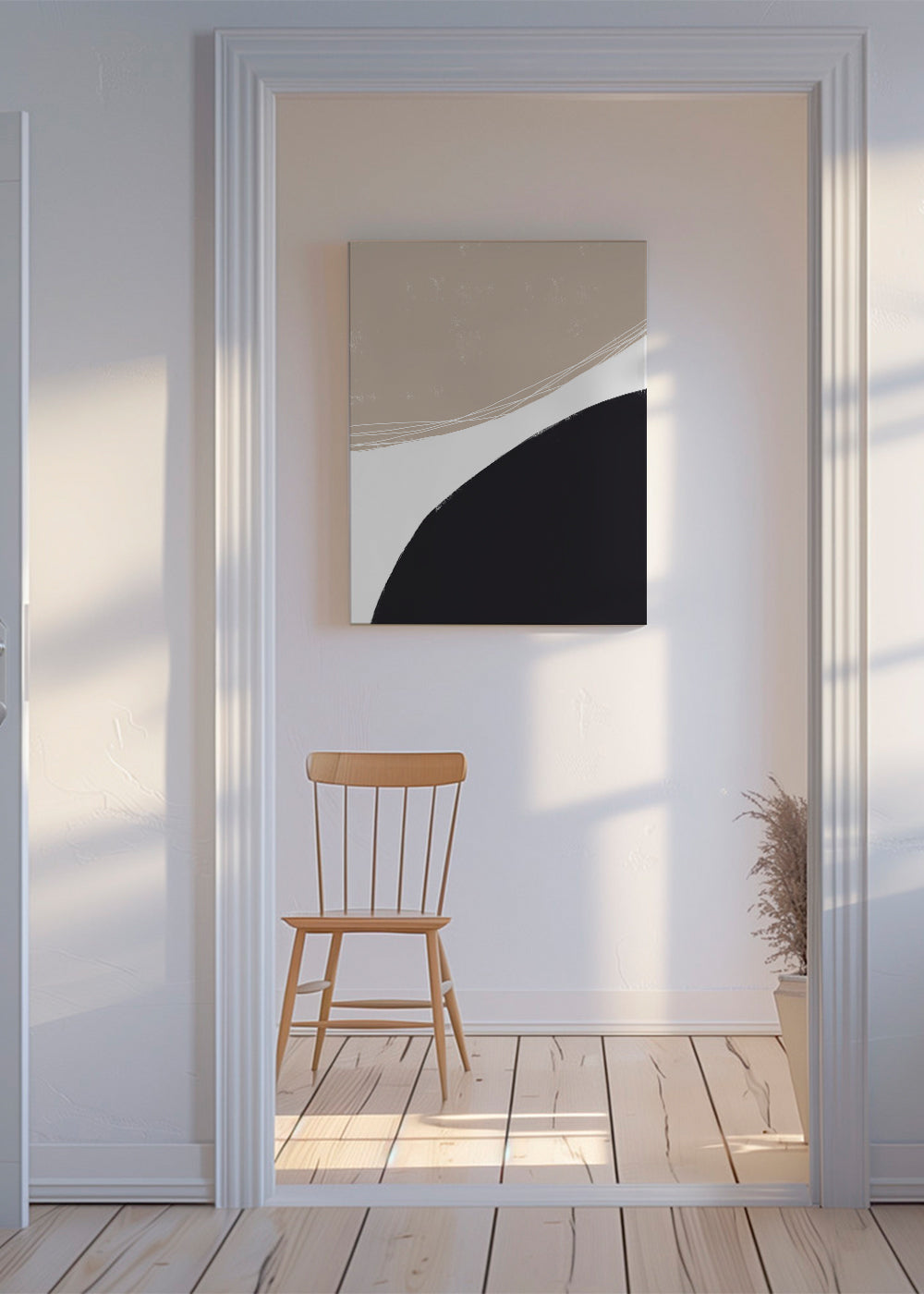 Minimalistisk kunst med organiske beige former