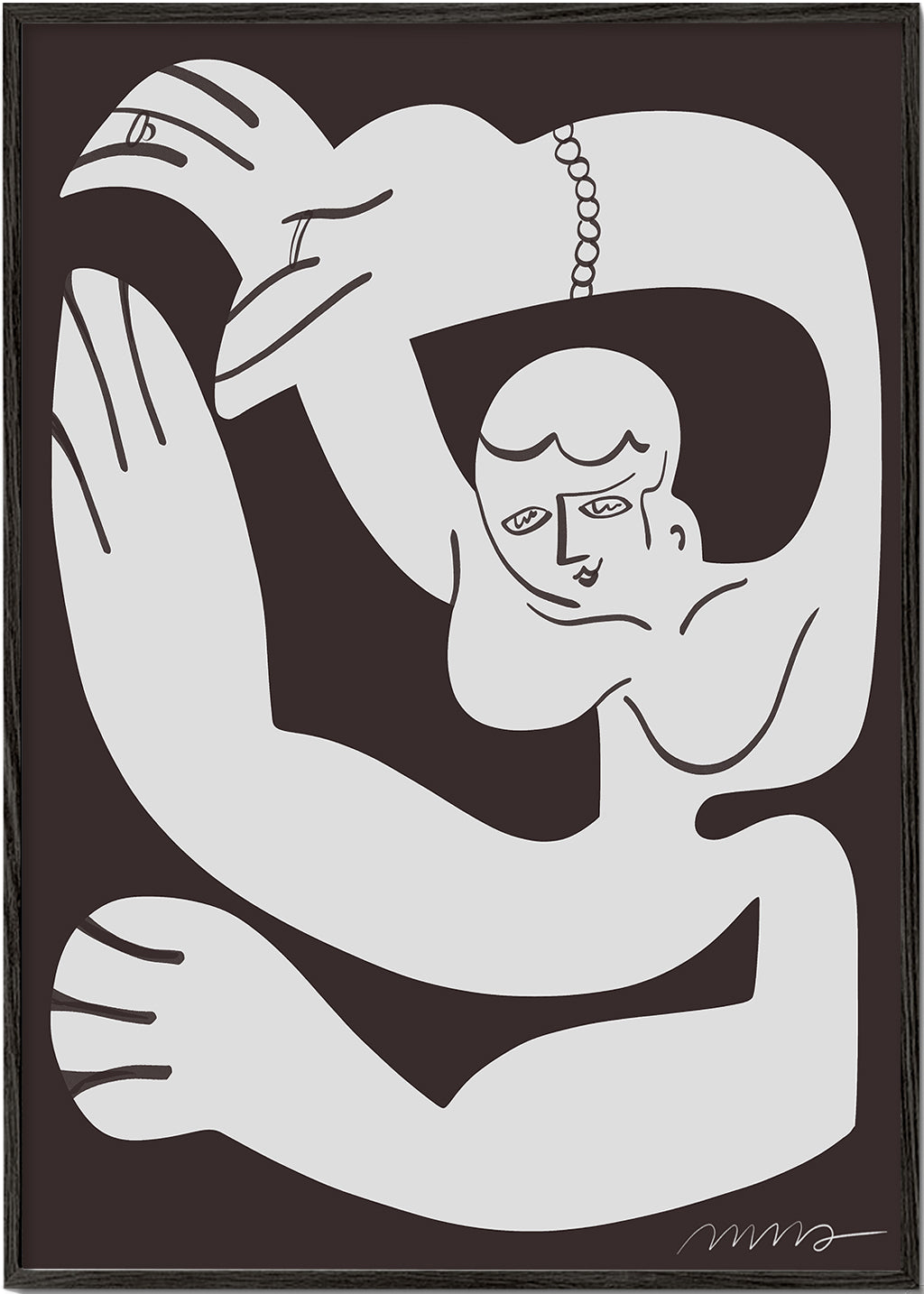 Abstrakt værk med flydende figur