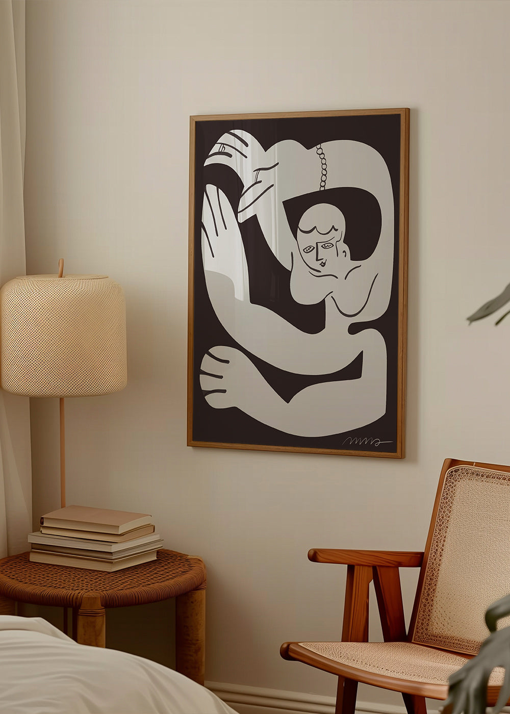 Abstrakt værk med flydende figur