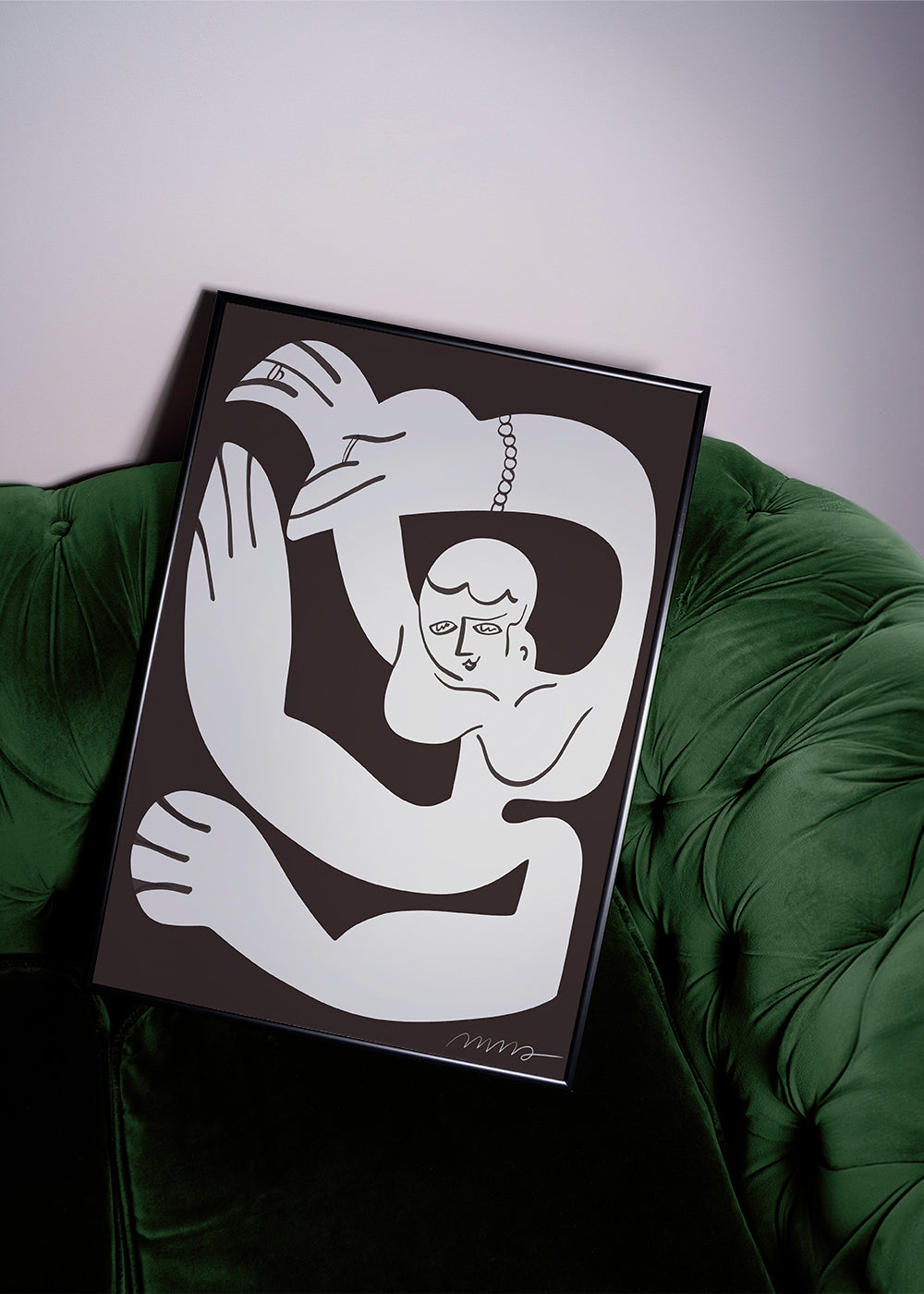 Abstrakt værk med flydende figur