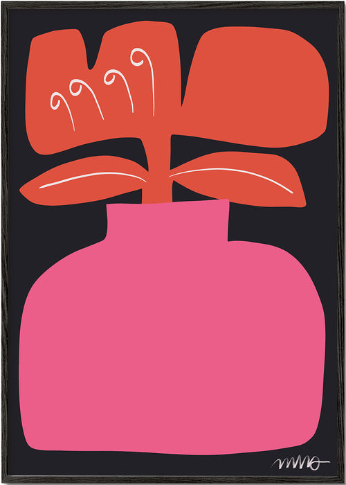 Botanisk plakat rosa styliseret blomst