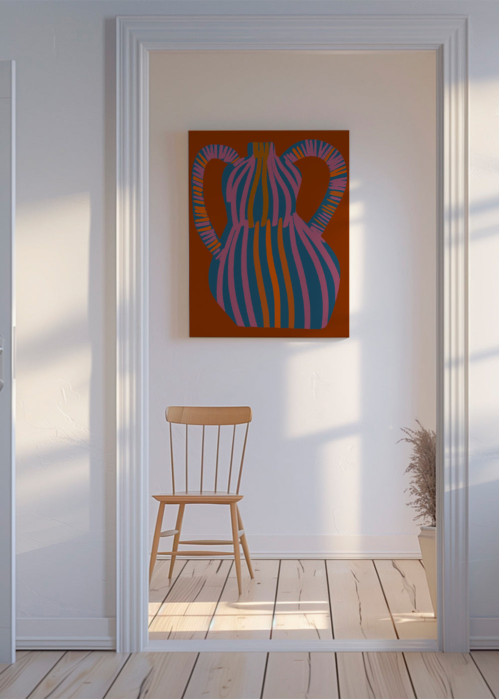 Illustration af stribet vase
