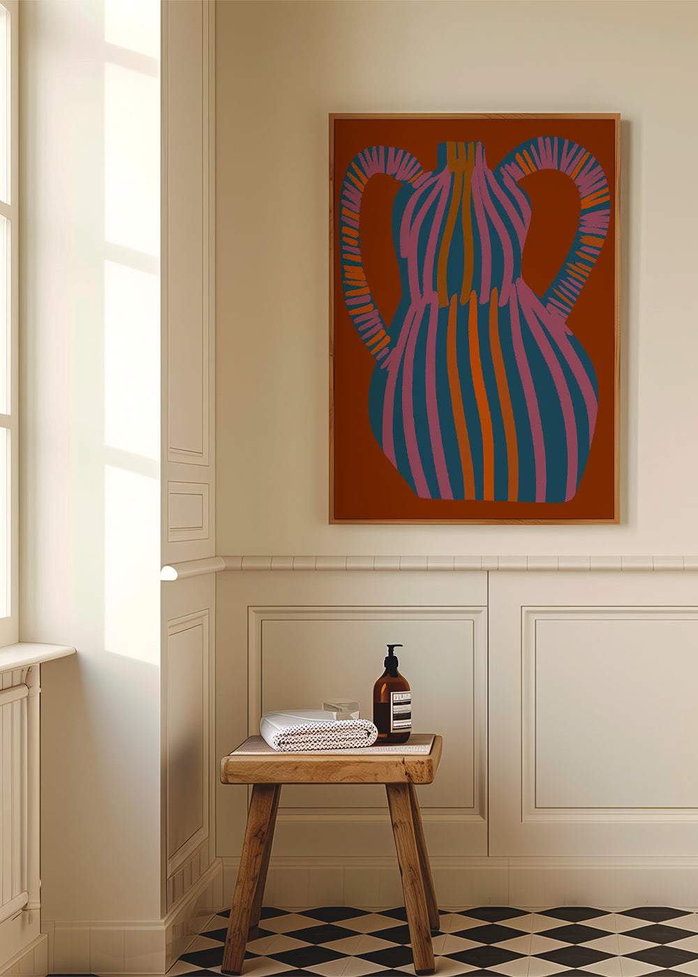 Illustration af stribet vase