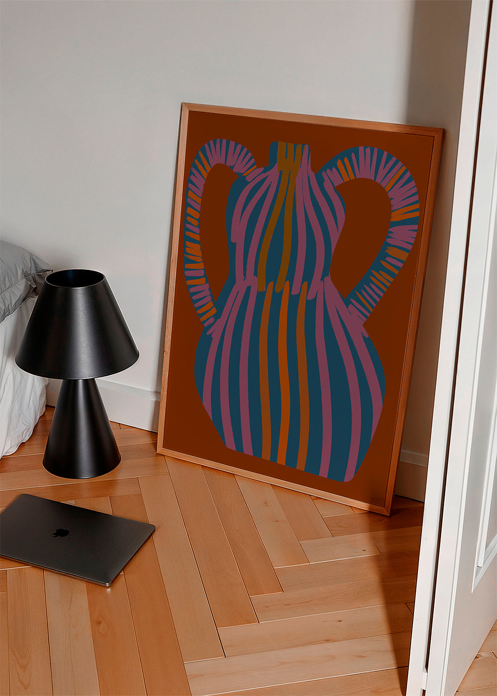 Illustration af stribet vase