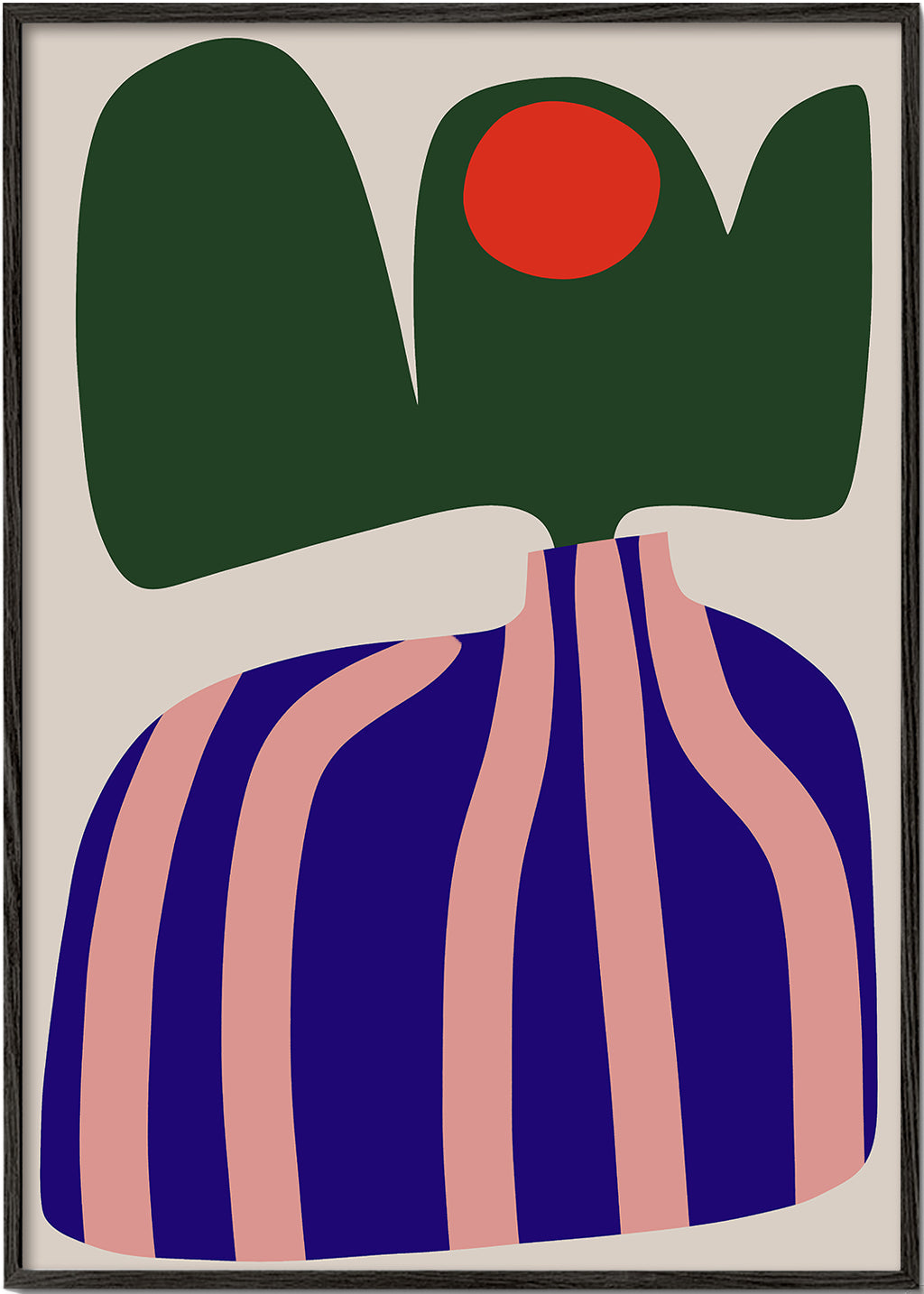 Botanisk plakat med organiske rosa og blå former