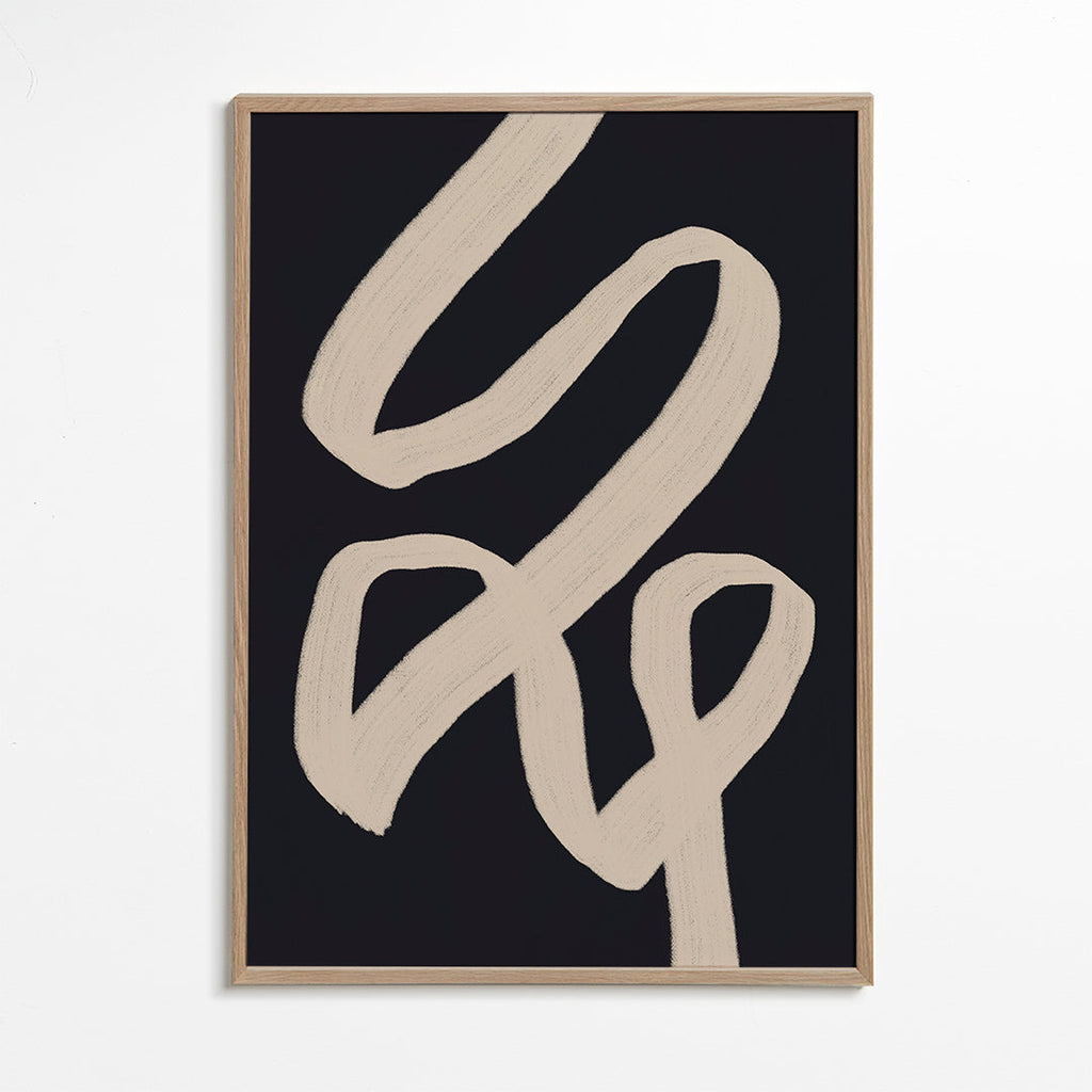 Abstrakt kunst beige streg på mørk baggrund