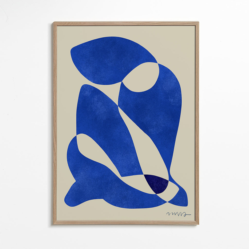 Abstrakt billede med organiske blå former