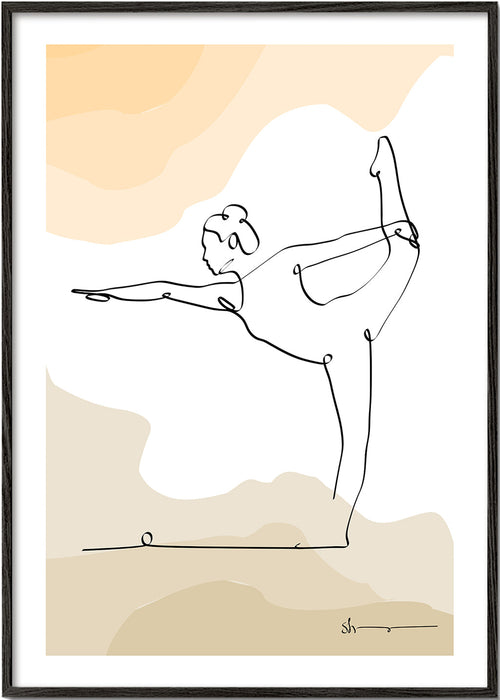 Afslappende design: yoga-position i ét strejf