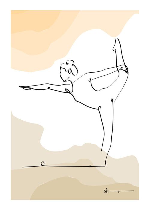 Afslappende design: yoga-position i ét strejf