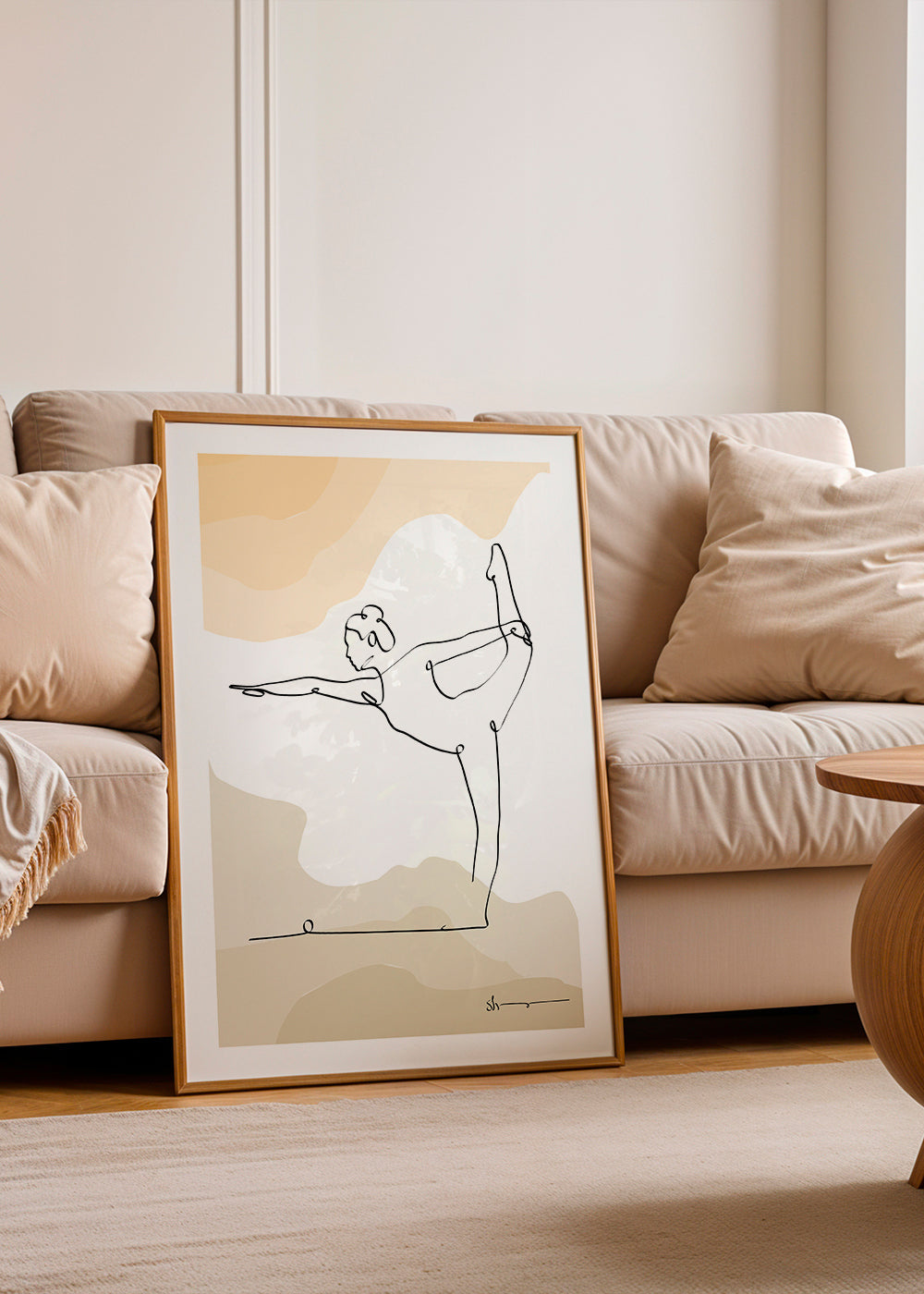 Afslappende design: yoga-position i ét strejf