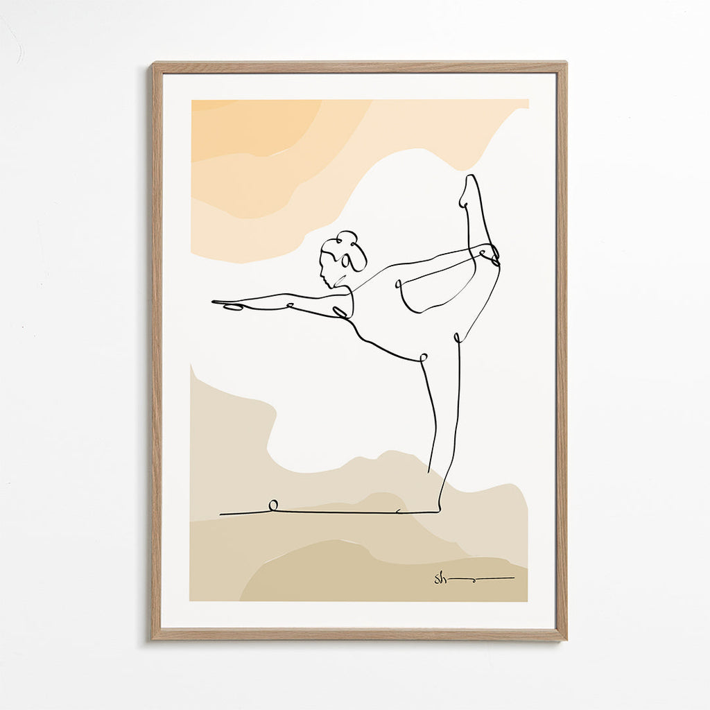 Afslappende design: yoga-position i ét strejf