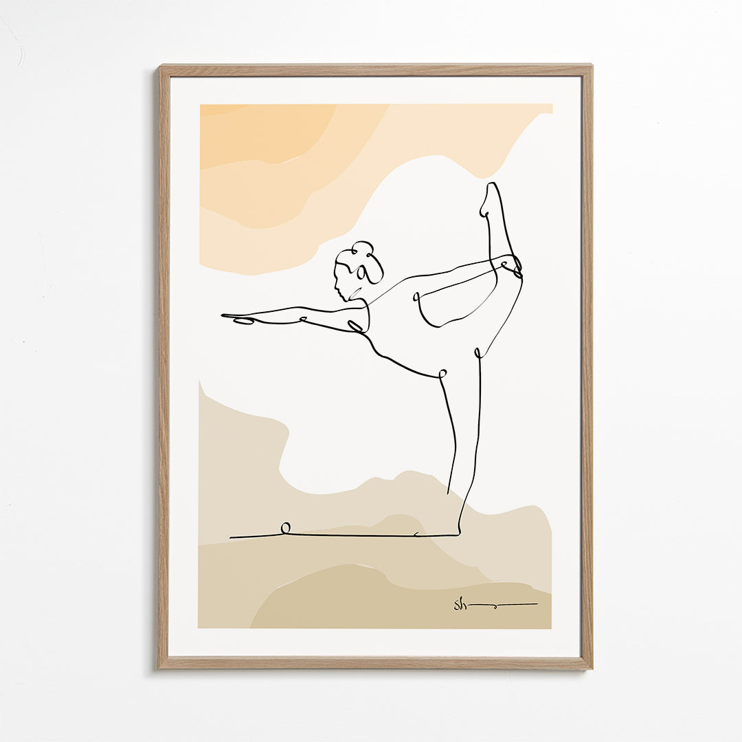 Afslappende design: yoga-position i ét strejf