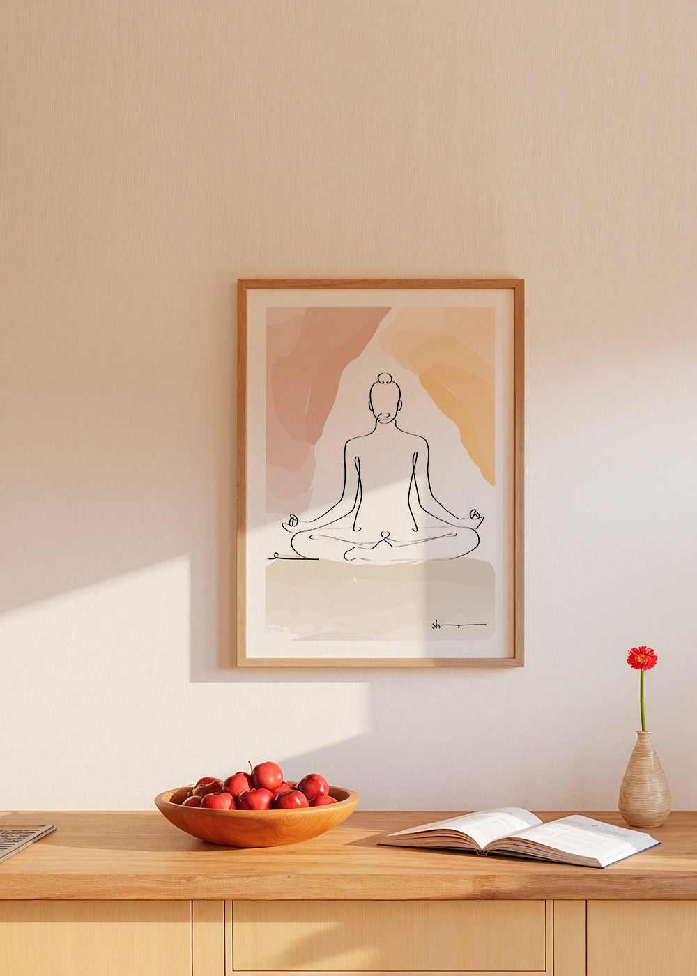 Afslappende linjedesign: mediterende figur