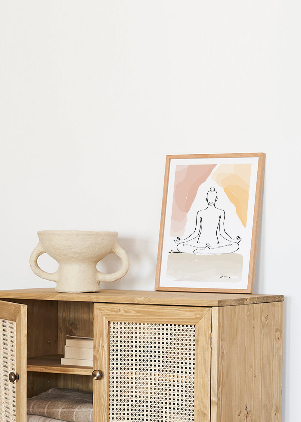 Afslappende linjedesign: mediterende figur