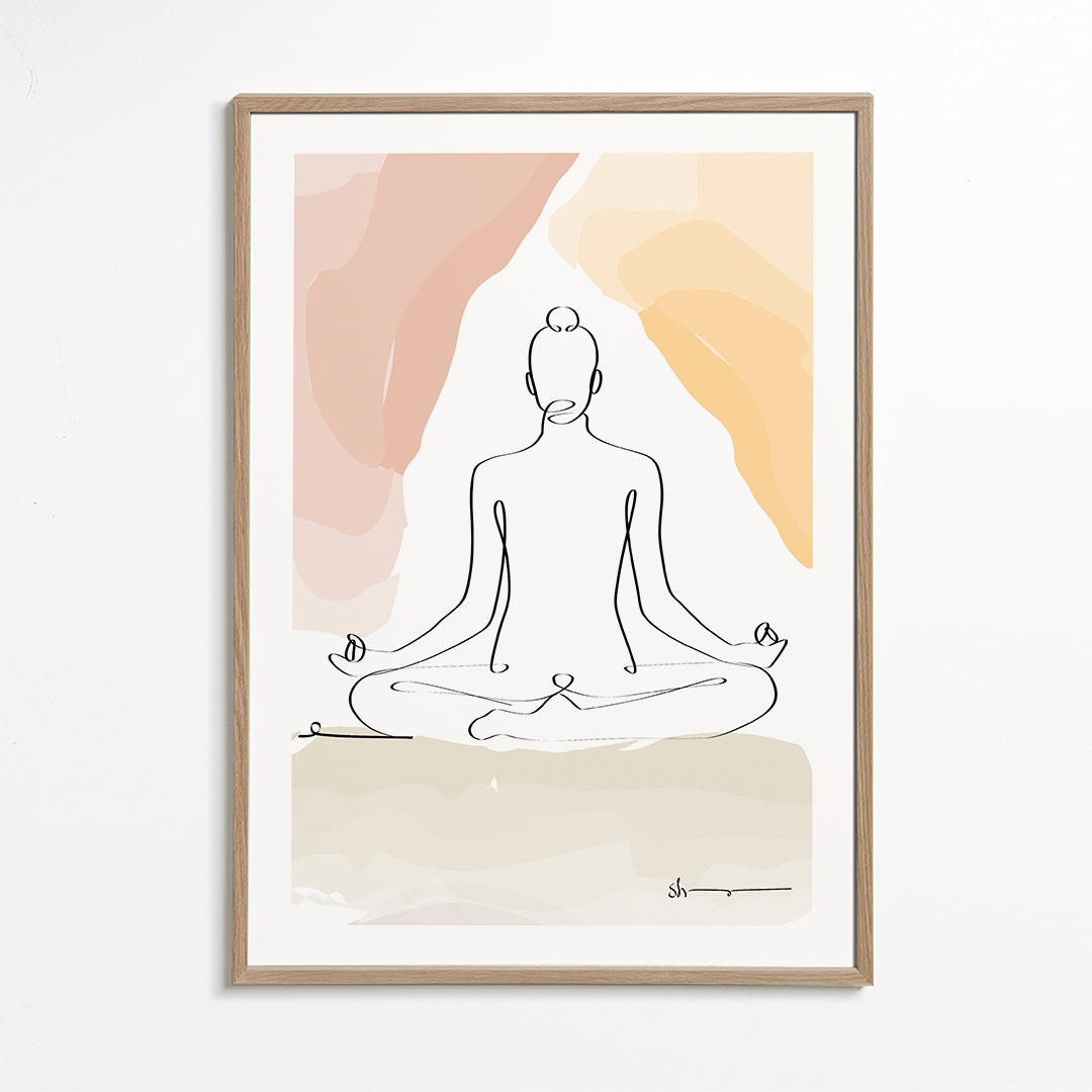 Afslappende linjedesign: mediterende figur