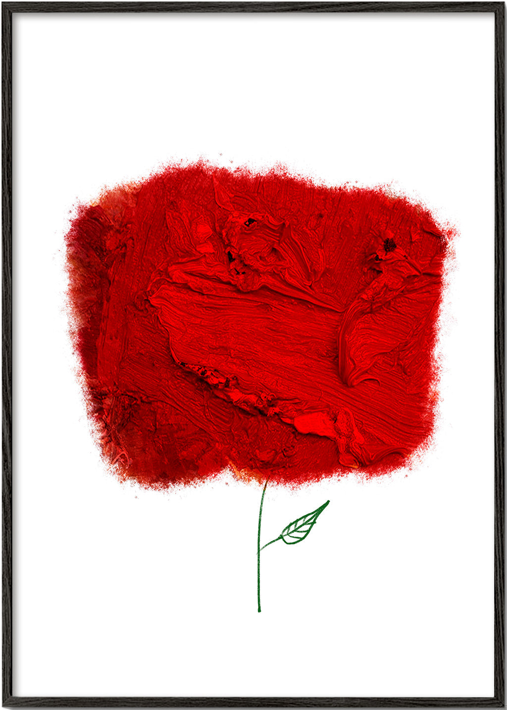 Botanisk plakat med rød teksturblomst