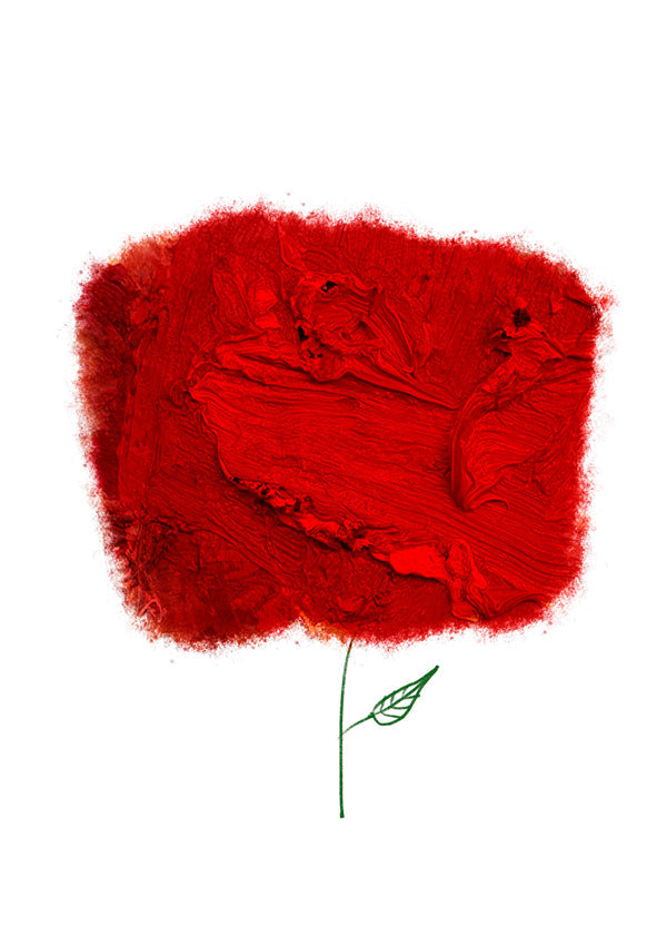 Botanisk plakat med rød teksturblomst