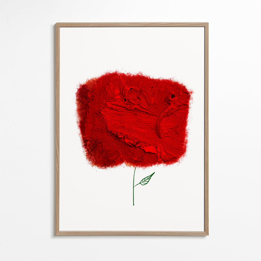 Botanisk plakat med rød teksturblomst