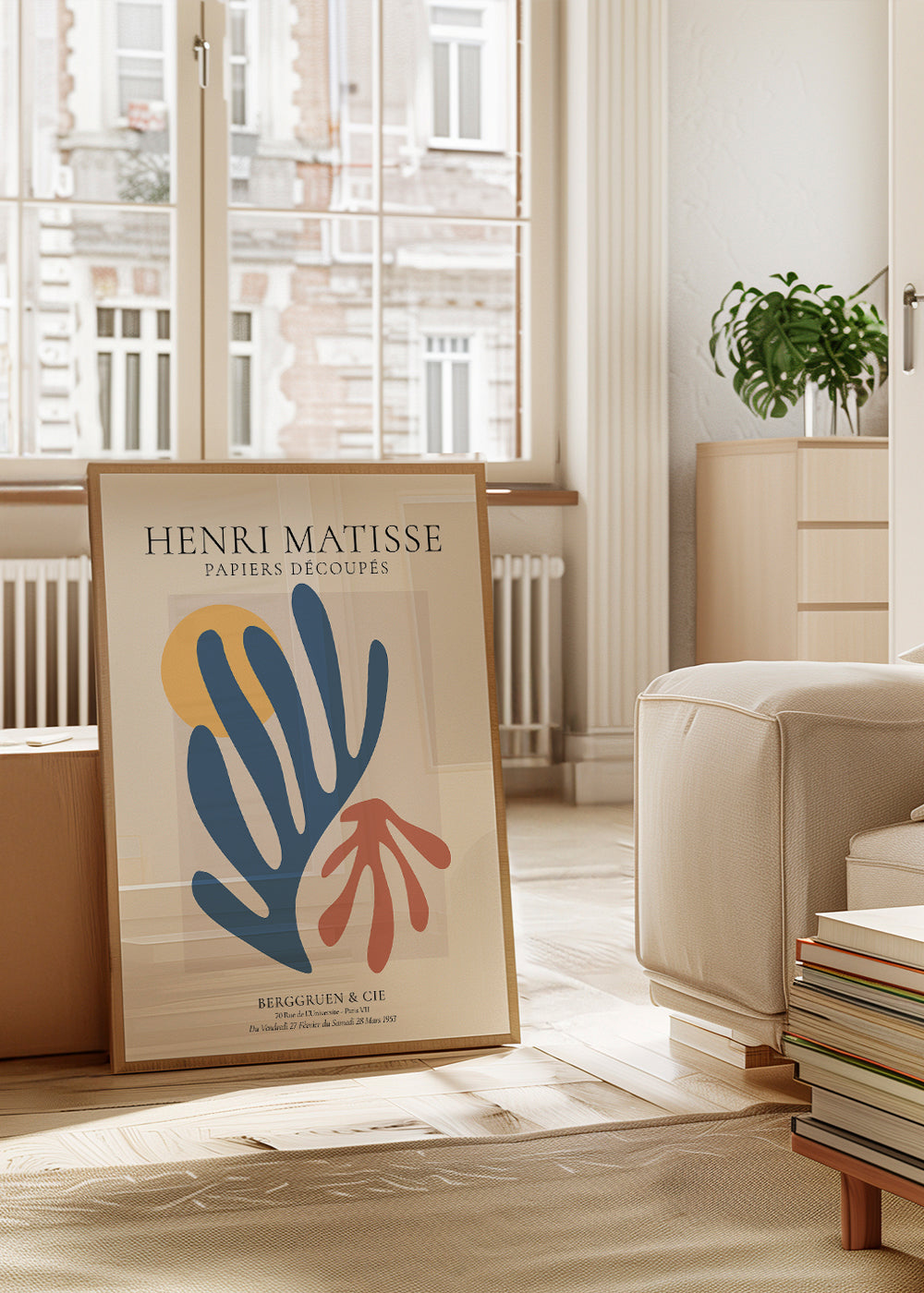 Botanisk tryk Matisse: udskæringer blå og koral