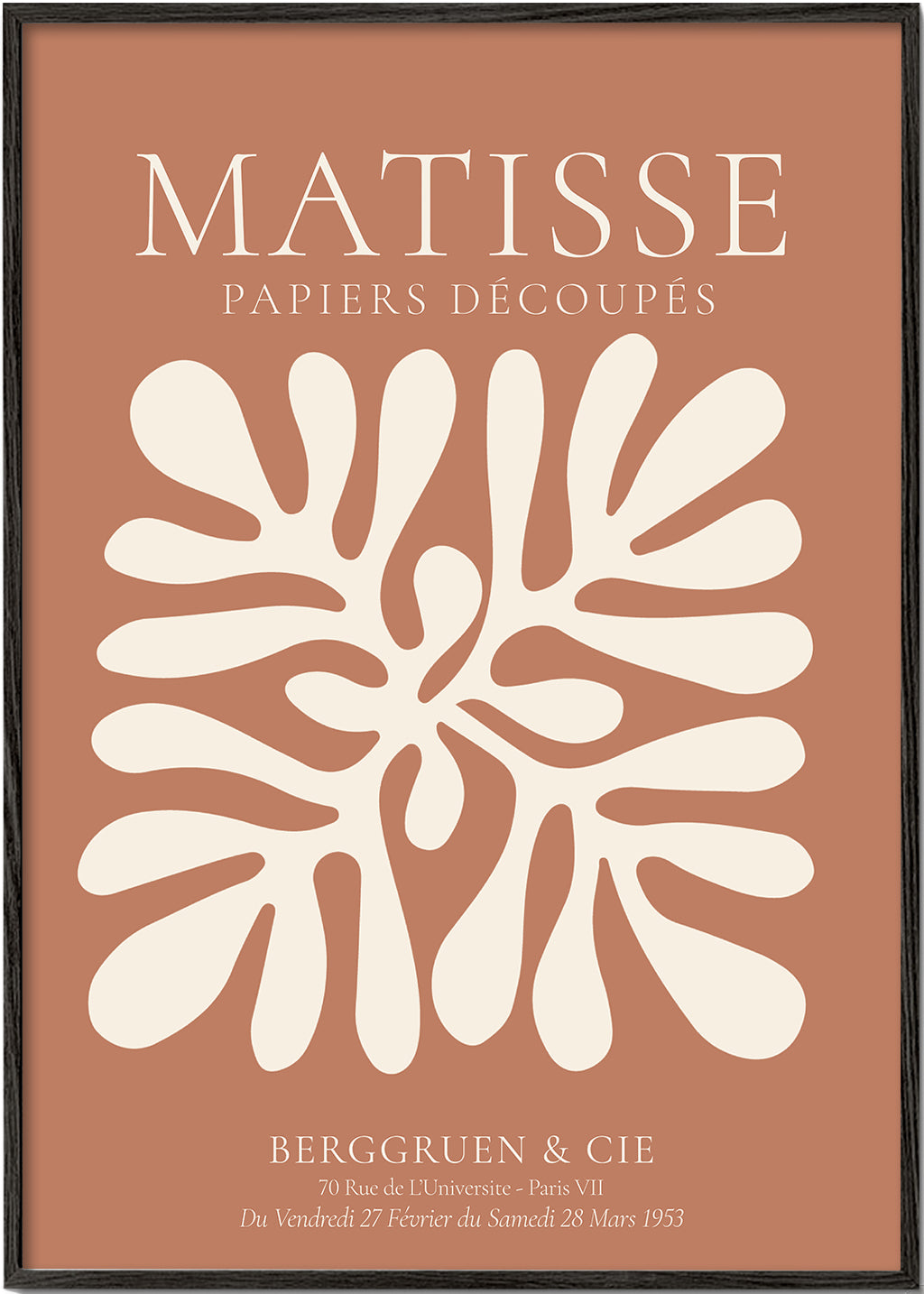 Botanisk plakat Matisse: organiske udskæringer på terrakotta