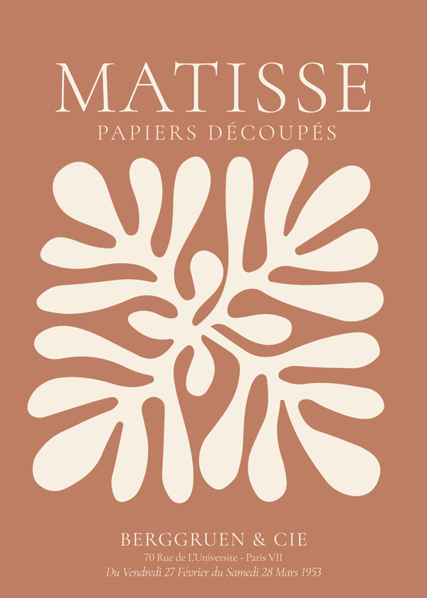 Botanisk plakat Matisse: organiske udskæringer på terrakotta