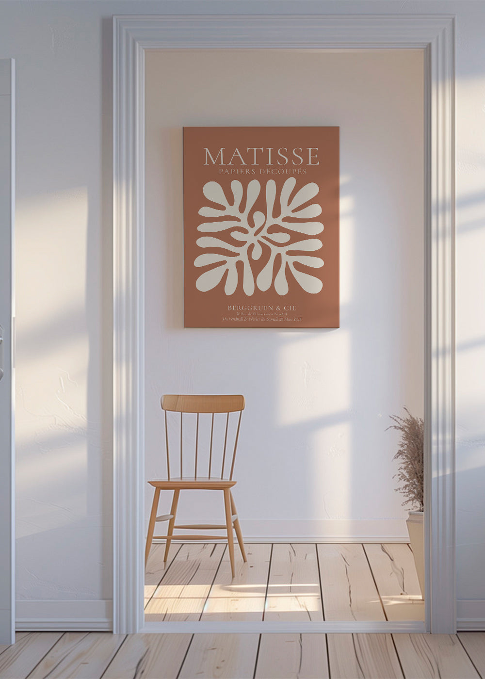 Botanisk plakat Matisse: organiske udskæringer på terrakotta