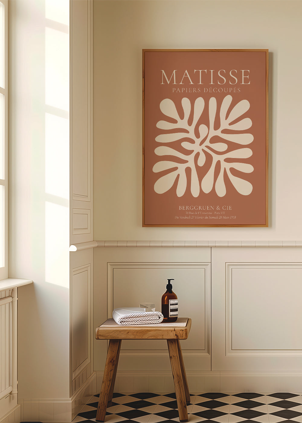 Botanisk plakat Matisse: organiske udskæringer på terrakotta