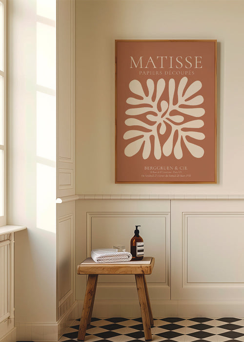 Botanisk plakat Matisse: organiske udskæringer på terrakotta