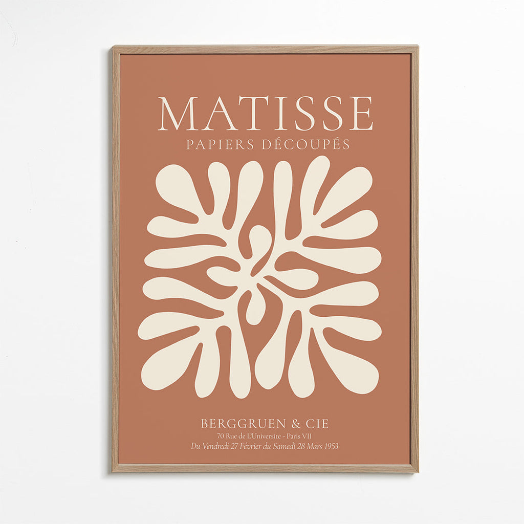Botanisk plakat Matisse: organiske udskæringer på terrakotta