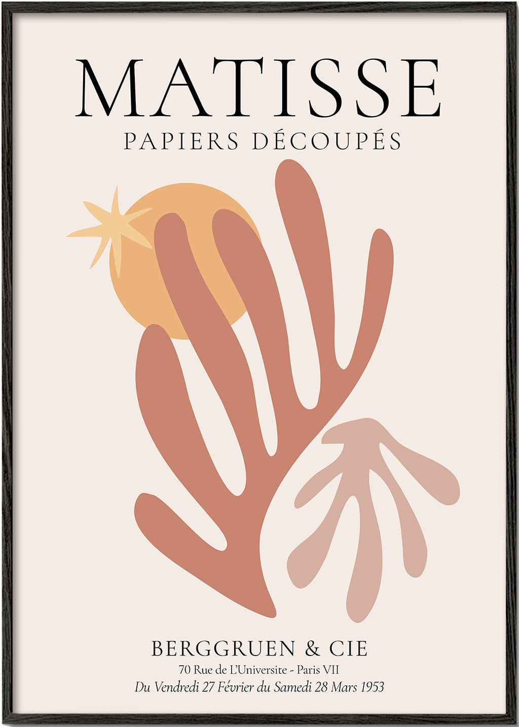 Botanisk plakat Matisse udklip varme toner