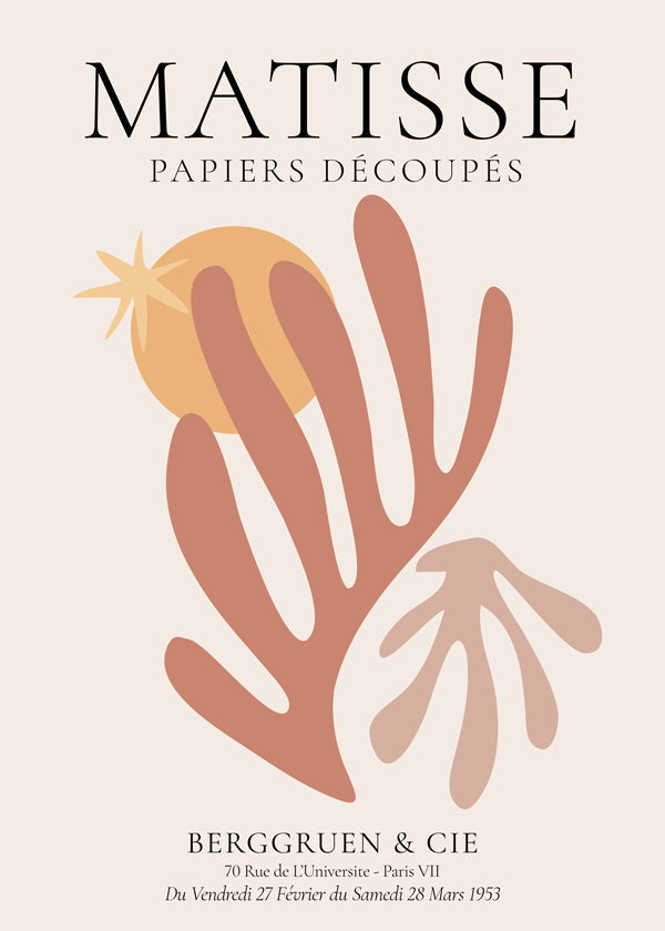 Botanisk plakat Matisse udklip varme toner