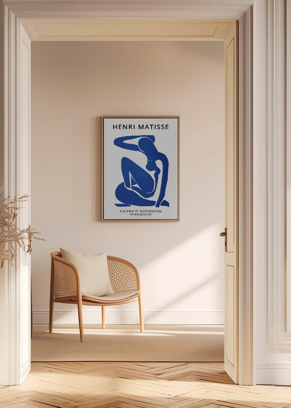 Illustration af blå kvindelig figur udskåret