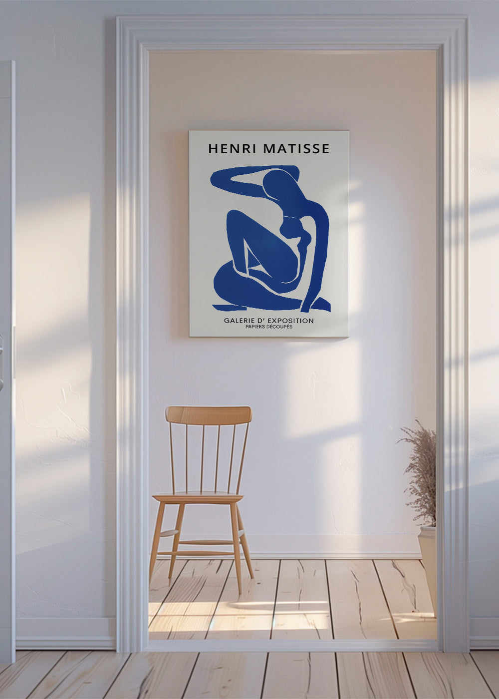 Illustration af blå kvindelig figur udskåret