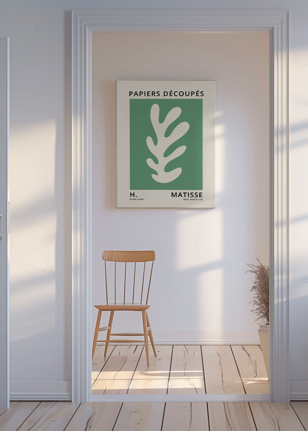 Botanisk plakat med udskåret blad
