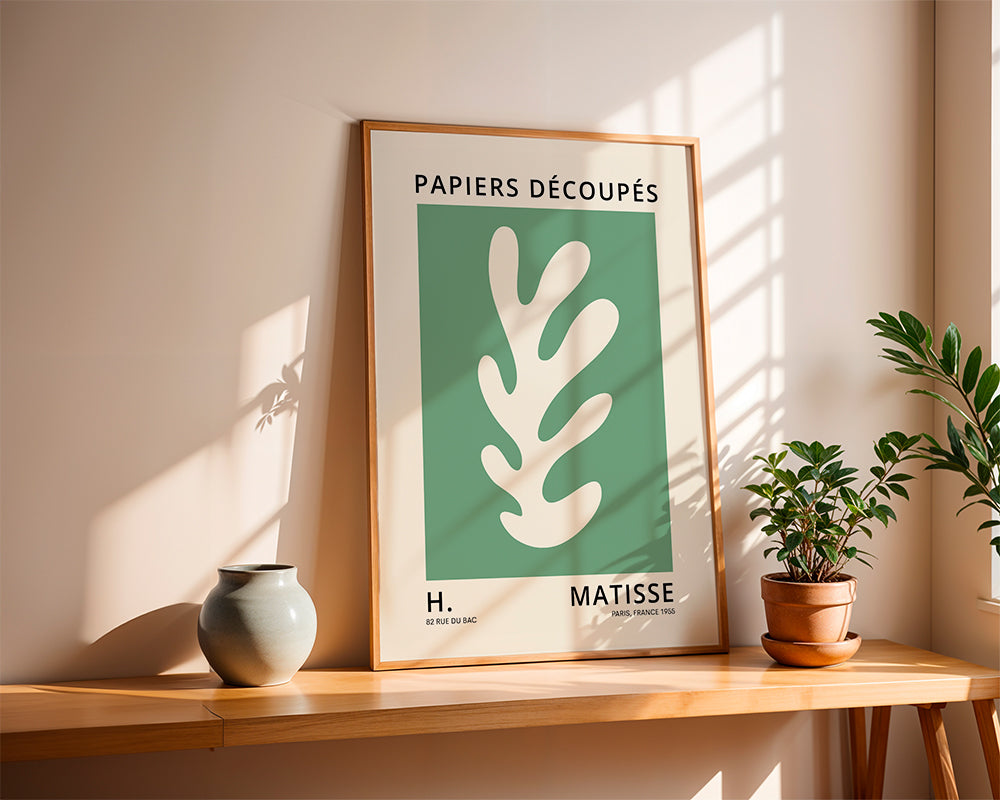 Botanisk plakat med udskåret blad
