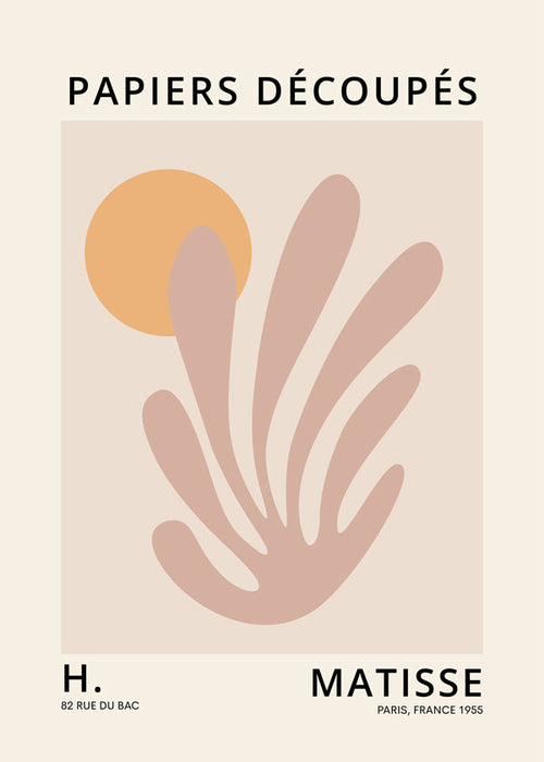 Botanisk plakat: rosa udskæring med sol