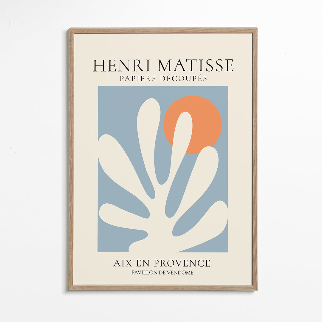 Botanisk plakat Matisse blå og orange