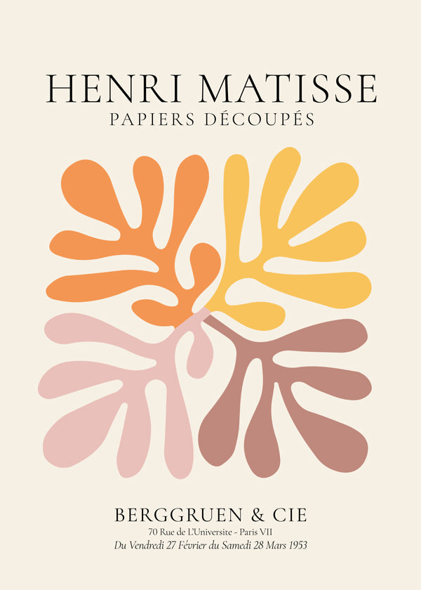 Botanisk plakat: Matisse-klip i varme nuancer
