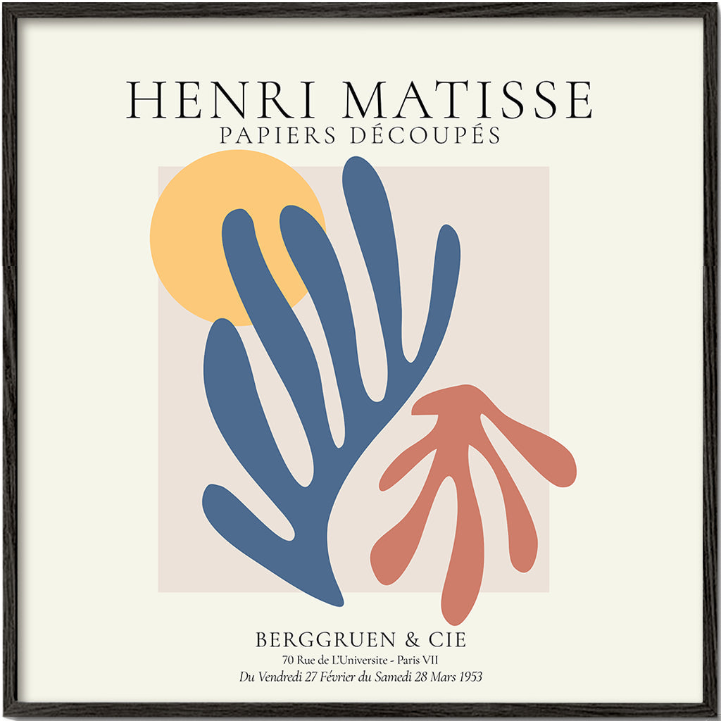 Matisse cutouts illustration blå og koral