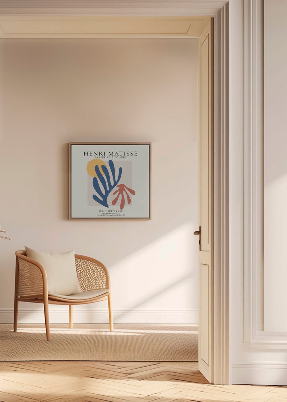 Matisse cutouts illustration blå og koral