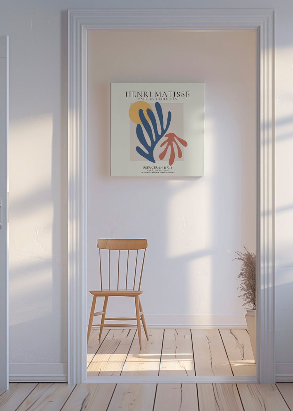 Matisse cutouts illustration blå og koral