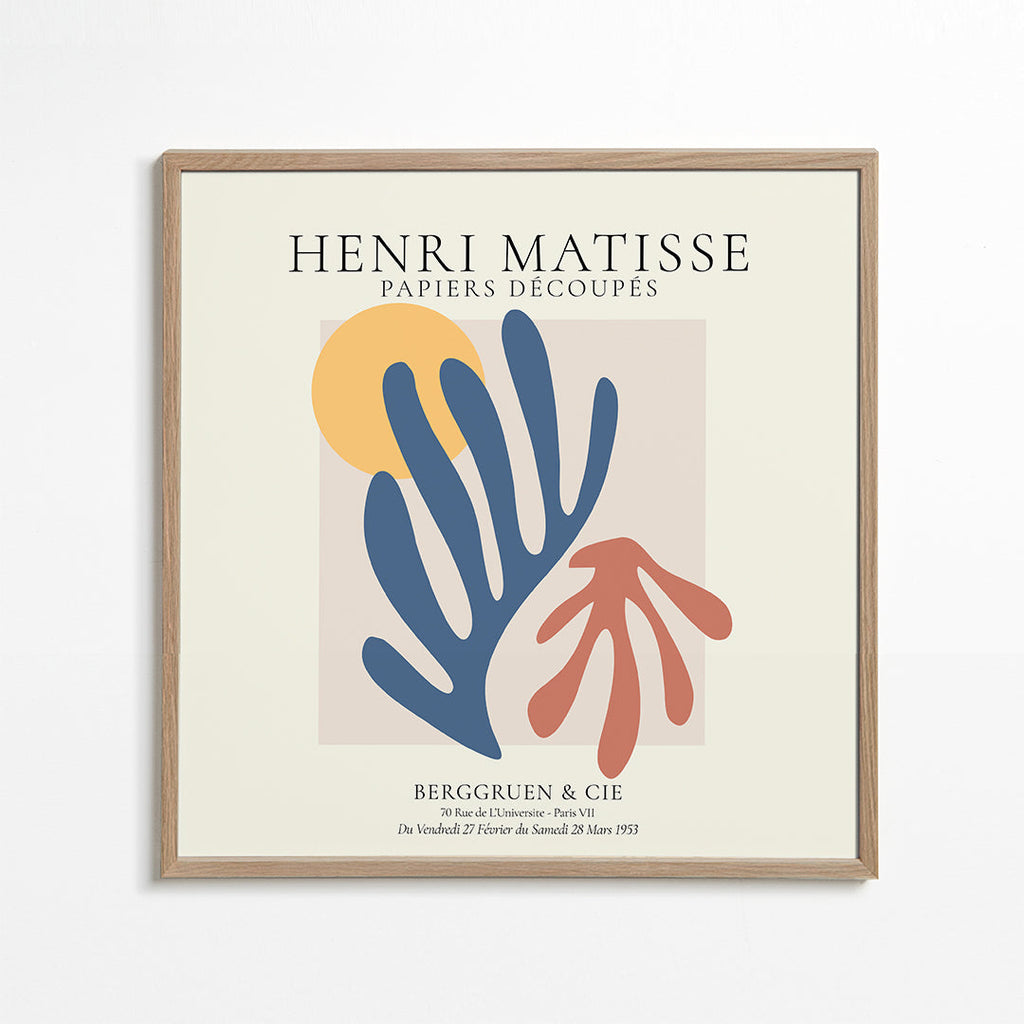 Matisse cutouts illustration blå og koral